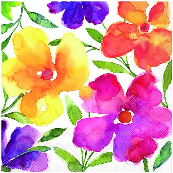 Servietten Lunch 33x33cm 3-Lagig 20 Servietten bunte Blumen Napkin 33 Happy bloomers