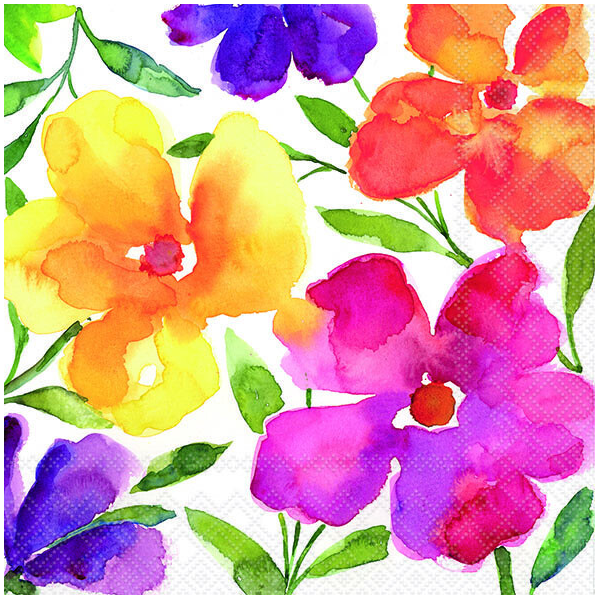 Servietten Lunch 33x33cm 3-Lagig 20 Servietten bunte Blumen Napkin 33 Happy bloomers
