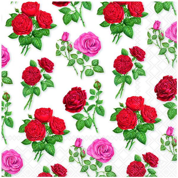 Servietten Lunch 33x33cm 3-Lagig 20 Servietten Rosen weiß Napkin 33 Hailey white