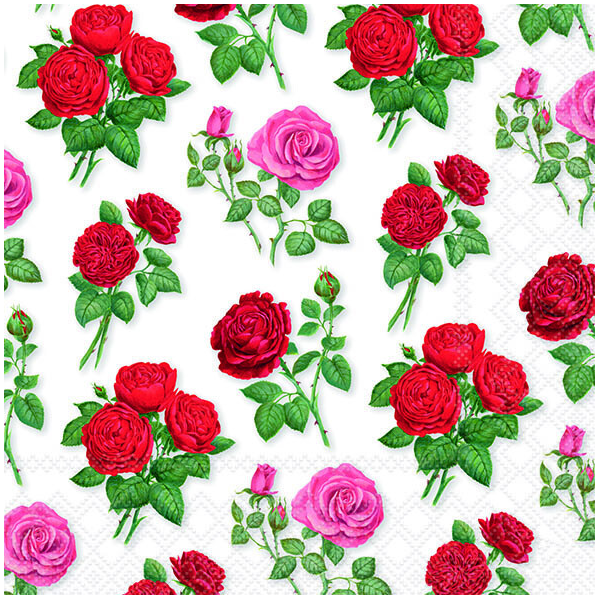 Servietten Lunch 33x33cm 3-Lagig 20 Servietten Rosen weiß Napkin 33 Hailey white