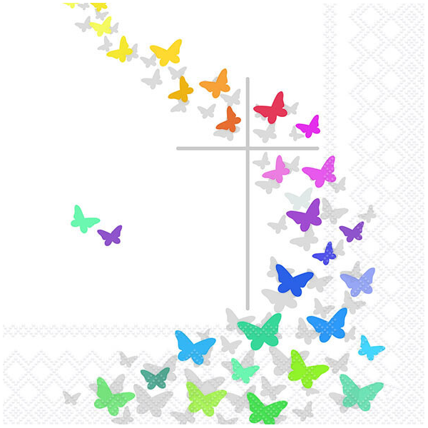 Servietten Lunch 33x33cm 3-Lagig 20 Servietten Kommunion Kreuz Schmetterlinge Napkin 33 Communion butterflies