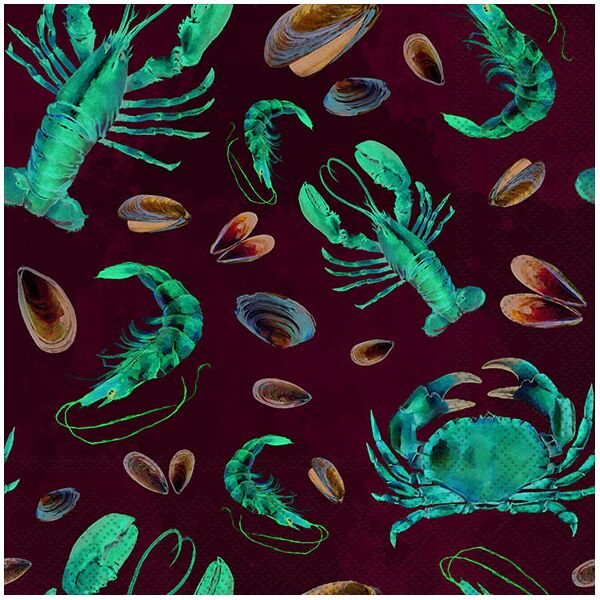 Servietten Lunch 33x33cm 3-Lagig 20 Servietten Hummer Krabben blau Napkin 33 Sea life aqua