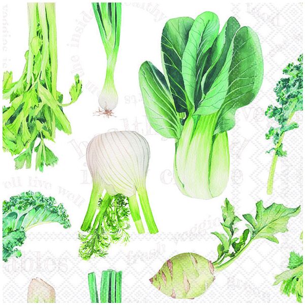 Servietten Lunch 33x33cm 3-Lagig 20 Servietten Gemüse weiß Napkin 33 Fresh veggies white