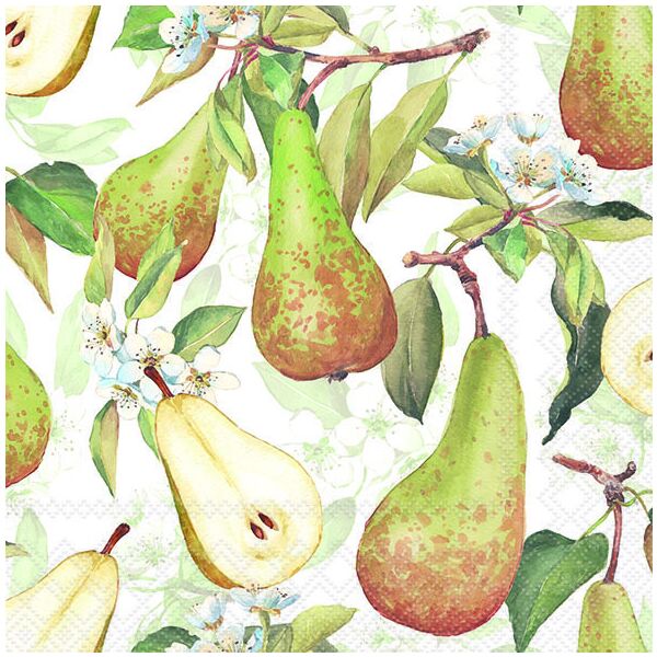 Servietten Lunch 33x33cm 3-Lagig 20 Servietten Birnen Napkin 33 Pears