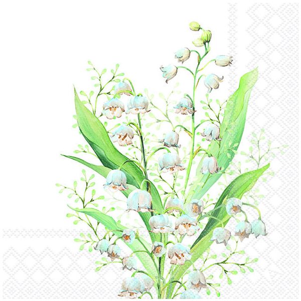 Servietten Lunch 33x33cm 3-Lagig 20 Servietten Maiglöckchen weiß Napkin 33 Lily of the valley white