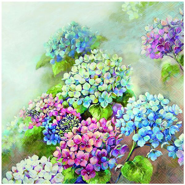Servietten Lunch 33x33cm 3-Lagig 20 Servietten Hortensien Napkin 33 Hydrangea shades