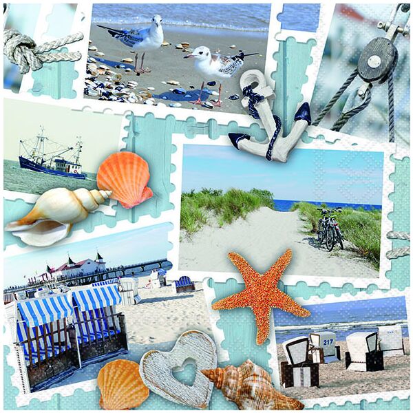 Servietten Lunch 33x33cm 3-Lagig 20 Servietten Fotomotive maritim Napkin 33 Beach memories