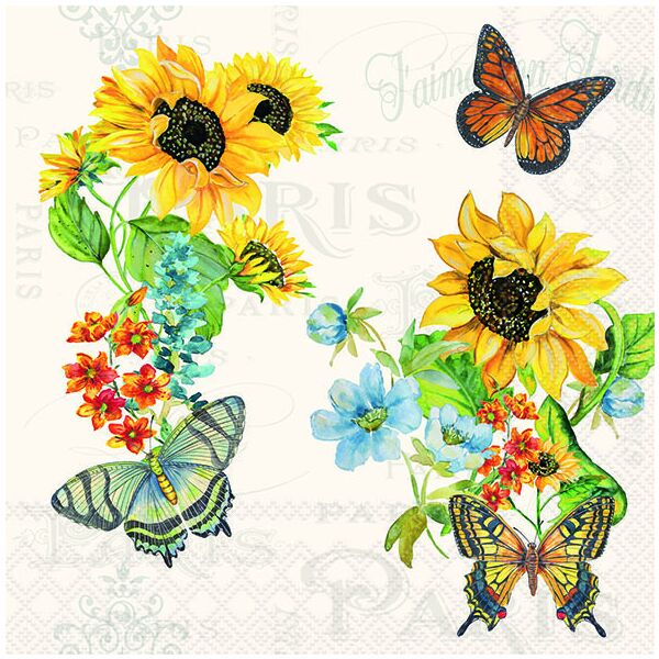 Servietten Lunch 33x33cm 3-Lagig 20 Servietten Sonnenblumen Napkin 33 Charming sunflowers