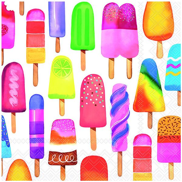 Servietten Lunch 33x33cm 3-Lagig 20 Servietten Lollipops Lutscher Napkin 33 Delicious popsicles