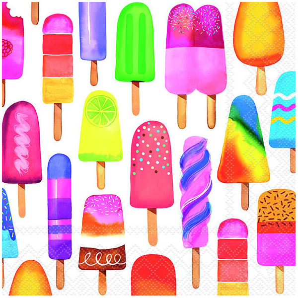 Servietten Lunch 33x33cm 3-Lagig 20 Servietten Lollipops Lutscher Napkin 33 Delicious popsicles