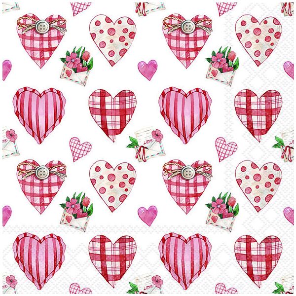 Servietten Lunch 33x33cm 3-Lagig 20 Servietten Herzen Blumen Valentinstag Muttertag Liebe Napkin 33 Lovely hearts