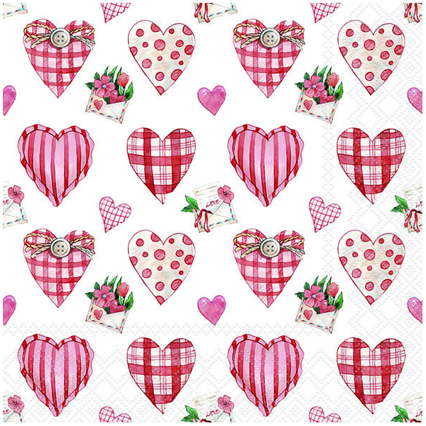 Servietten Lunch 33x33cm 3-Lagig 20 Servietten Herzen Blumen Valentinstag Muttertag Liebe Napkin 33 Lovely hearts