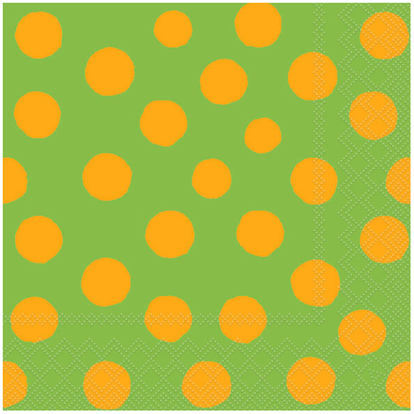 Servietten Lunch 33x33cm 3-Lagig 20 Servietten Punkte gelb grün Napkin 33 Polka dots yellow/green