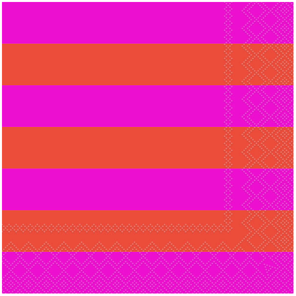 Servietten Lunch 33x33cm 3-Lagig 20 Servietten Streifen orange pink Napkin 33 Block stripe orange/pink
