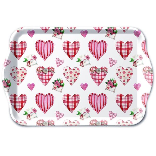 Serviertablett aus Melamin Herzen Blumen Valentinstag Muttertag Liebe Tray melamine 13x21 cm Lovely hearts