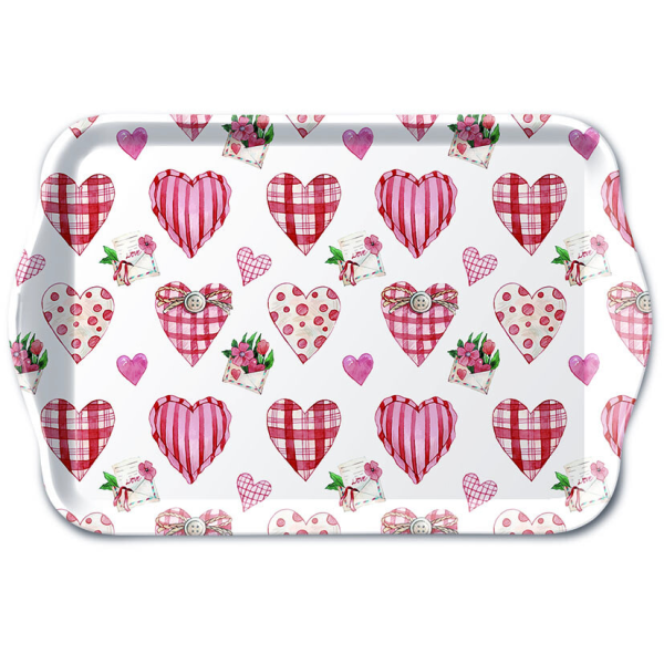 Serviertablett aus Melamin Herzen Blumen Valentinstag Muttertag Liebe Tray melamine 13x21 cm Lovely hearts