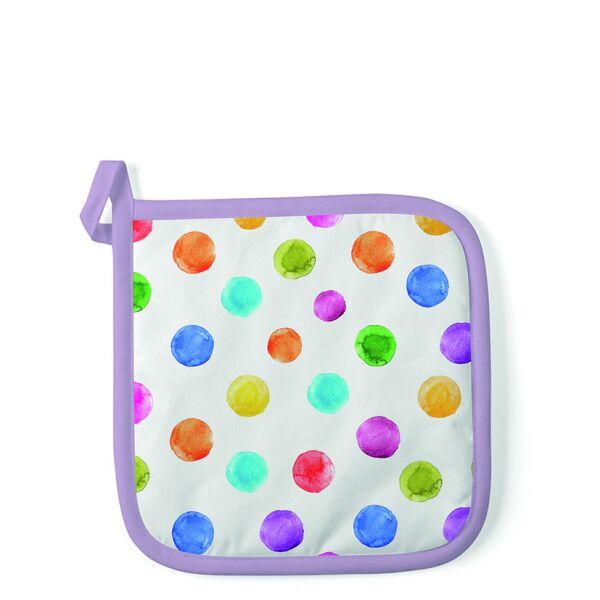 Topflappen 20x20cm bunte Punkte Potholder Polka dots white