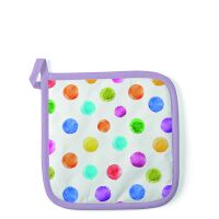 Topflappen 20x20cm bunte Punkte Potholder Polka dots white