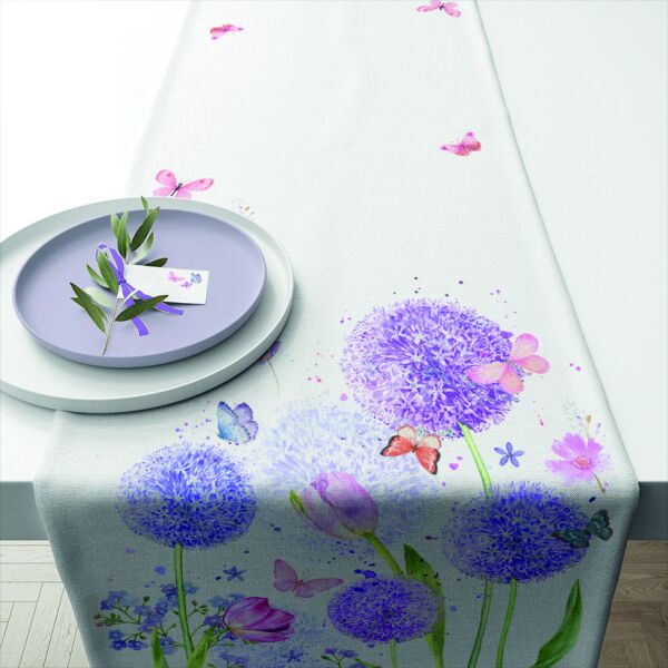 Tischläufer 40x150cm Pusteblumen Schmetterlinge Table runner 40x150 cm Flower beauty