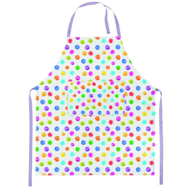 A Küchenschürze Grillschürze 70x85cm bunte Punkte Apron Polka dots white