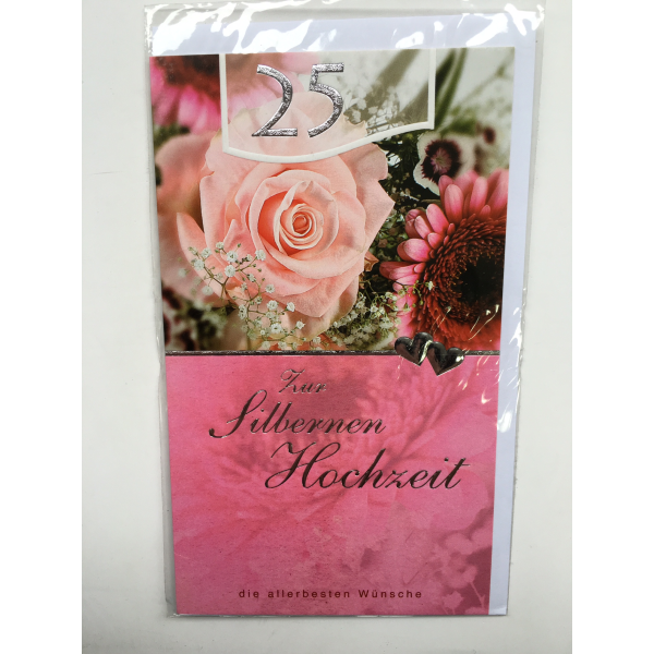 Silberhochzeit - 25. Hochzeitstag - Glückwunschkarte zur Silberhochzeit im Format 10 x 16,9 cm mit Umschlag