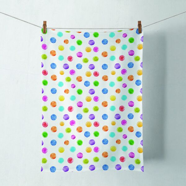 Geschirrtuch Küchenhandtuch 50x70cm bunte Punkte Kitchen towel Polka dots white
