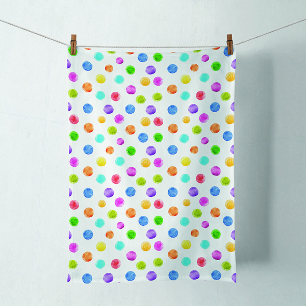 Geschirrtuch Küchenhandtuch 50x70cm bunte Punkte Kitchen towel Polka dots white