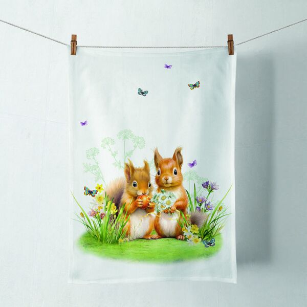 Geschirrtuch Küchenhandtuch 50x70cm Eichhörnchen Kitchen towel Little squirrels