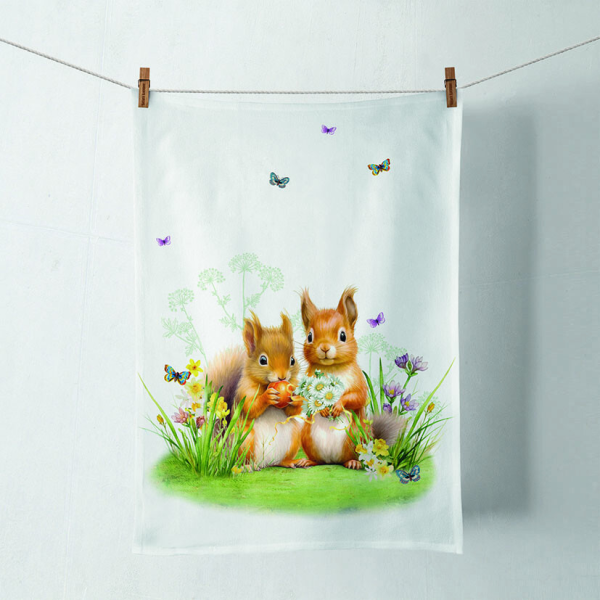 Geschirrtuch Küchenhandtuch 50x70cm Eichhörnchen Kitchen towel Little squirrels