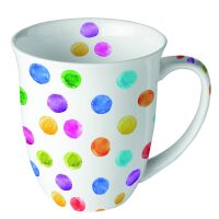 Becher Ø 10cm Höhe 10,5 cm bunte Punkte Mug...