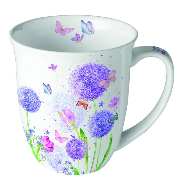 Becher Ø 10cm Höhe 10,5 cm Pusteblumen Schmetterlinge Mug 0.4 L Flower beauty