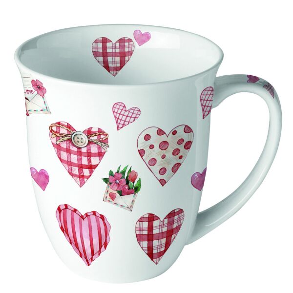 Becher Ø 10cm Höhe 10,5 cm Herzen Blumen Valentinstag Muttertag Liebe Mug 0.4 L Lovely hearts