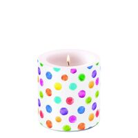 Kerze Ø 7,5cm Höhe 9 cm bunte Punkte Candle...