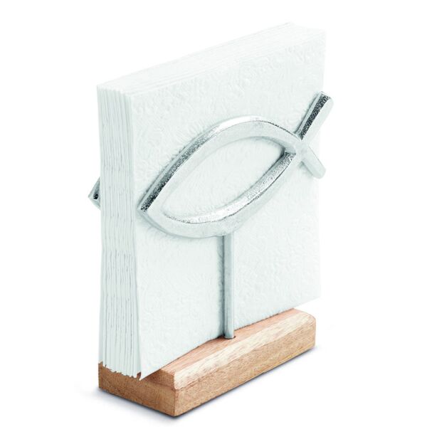 Serviettenhalter Serviettenspender 17x6x16cm Fisch silber Kommunion Napkin holder Communion fish silver