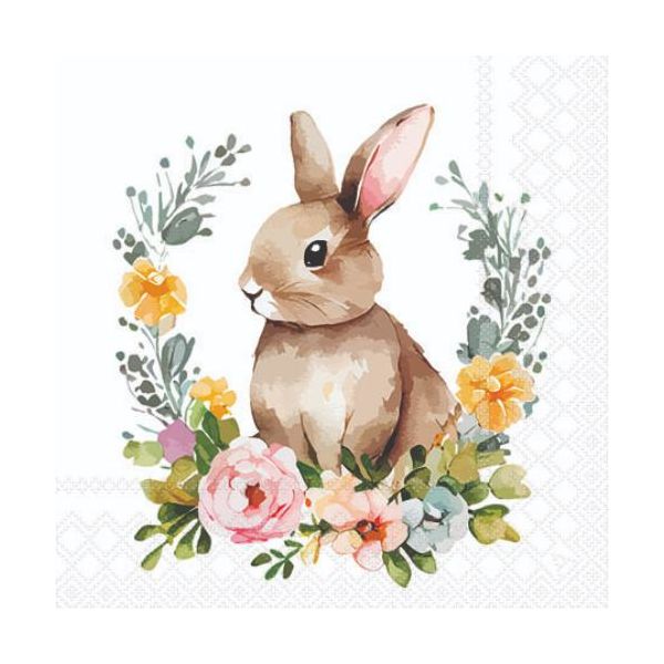 Servietten Cocktail 25x25cm 3-Lagig 20 Servietten Ostern Hase in Kranz ...
