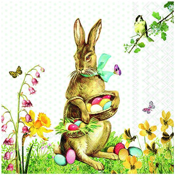 Servietten Lunch 33x33cm 3-Lagig 20 Servietten Ostern Retrohase Eier Napkin 33 Vintage Easter bunny