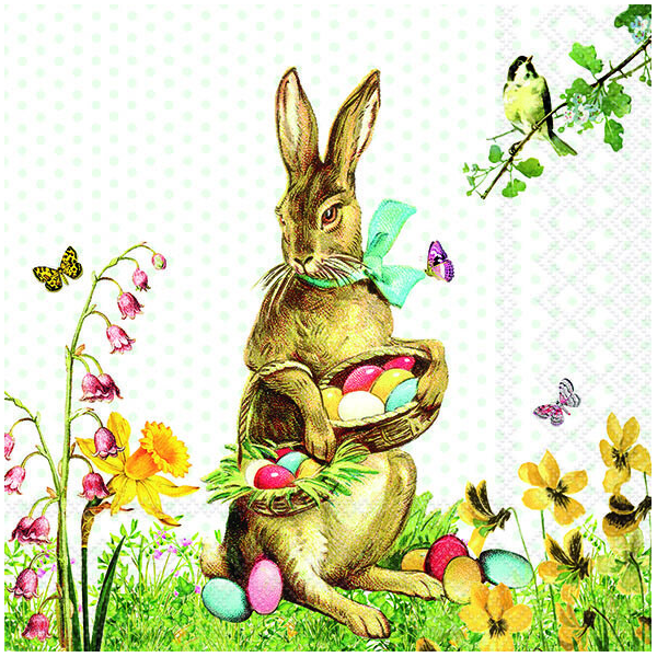 Servietten Lunch 33x33cm 3-Lagig 20 Servietten Ostern Retrohase Eier Napkin 33 Vintage Easter bunny