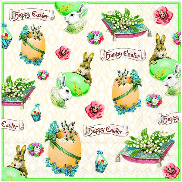 A Servietten Lunch 33x33cm 3-Lagig 20 Servietten Ostern Hasen Eier Happy easter Napkin 33 Easter banner