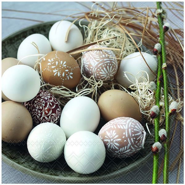 Servietten Lunch 33x33cm 3-Lagig 20 Servietten Ostern Eier in Schale Napkin 33 Eggs in bowl