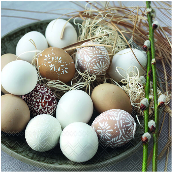 Servietten Lunch 33x33cm 3-Lagig 20 Servietten Ostern Eier in Schale Napkin 33 Eggs in bowl