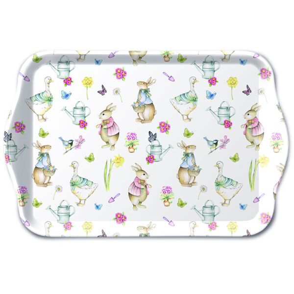 A Serviertablett aus Melamin Ostern Hasen Gans Blumen Tray melamine 13x21 cm Easter garden
