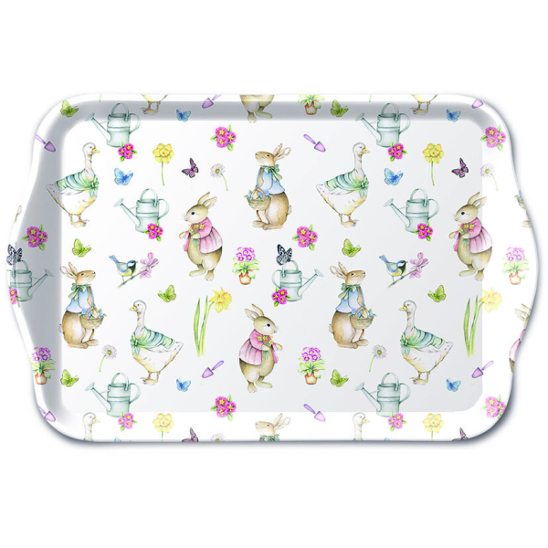 A Serviertablett aus Melamin Ostern Hasen Gans Blumen Tray melamine 13x21 cm Easter garden