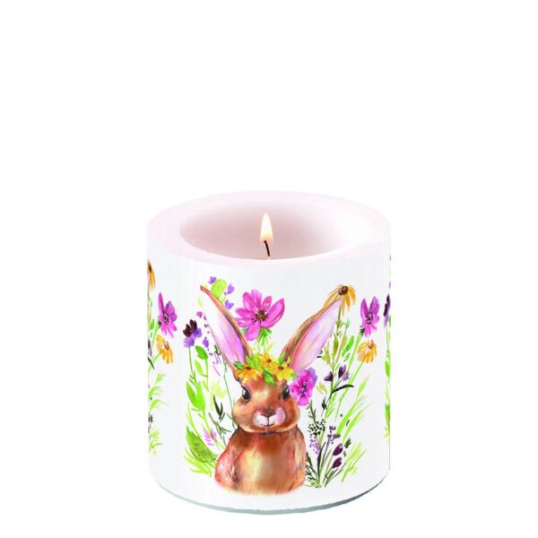 Kerze Ø 7,5cm Höhe 9 cm Ostern Hase Kaninchen Candle small Girl bunny