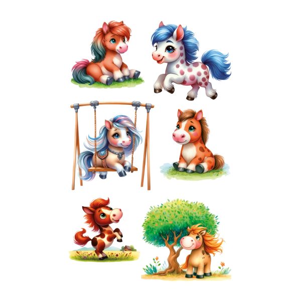 Sticker Aufkleber Süße Ponys Pferde Glitzer
