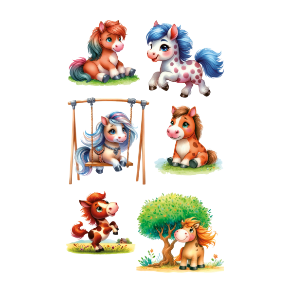 Sticker Aufkleber Süße Ponys Pferde Glitzer
