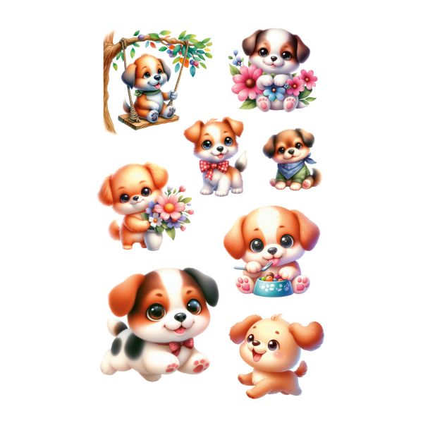 Sticker Aufkleber Süße Hunde Glitzer, 2,29