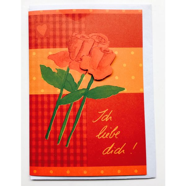 Ich liebe Dich Grußkarte mit Briefumschlag Rosen Valentinstag Liebe