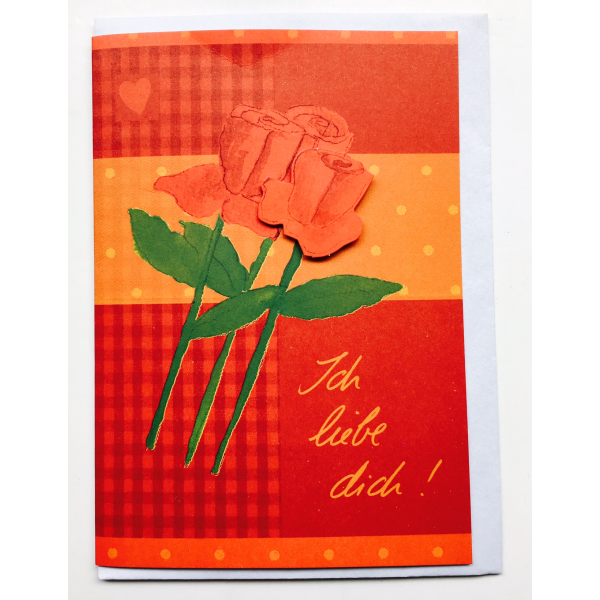 Ich liebe Dich Grußkarte mit Briefumschlag Rosen Valentinstag Liebe