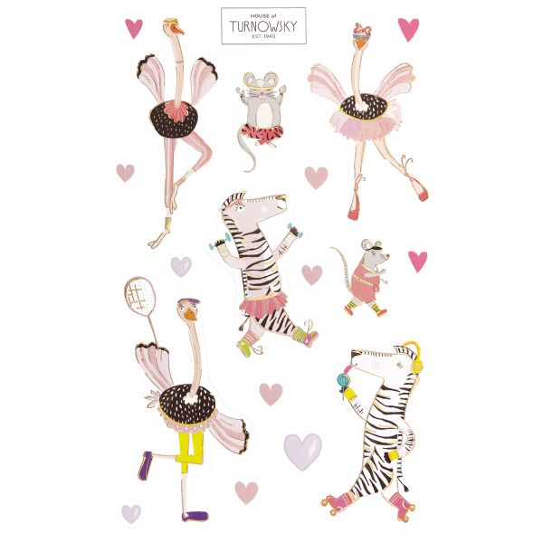 Sticker Turnowsky Aufkleber Zebra Maus Flamingo Herzen