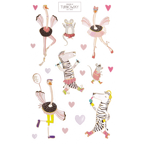 Sticker Turnowsky Aufkleber Zebra Maus Flamingo Herzen